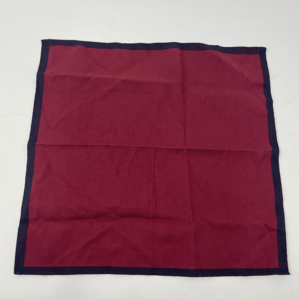 J.Crew Ludlow Men Burgundy Cotton Pocket Square Navy Blue Border Dapper FA18 New